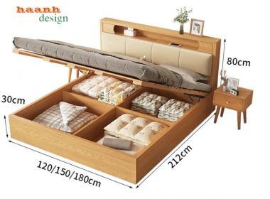 Giường Ngủ Gỗ Công Nghiệp Đẹp Thiết Kế Tối Giản Hiện Đại-GNH 009