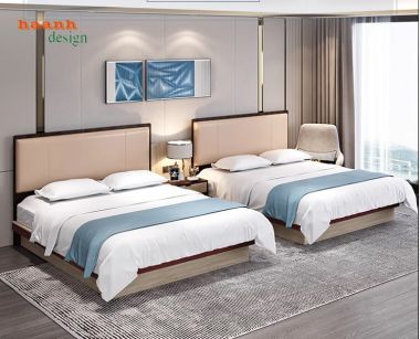 Giường ngủ khách sạn gỗ công nghiệp tiện ích và tinh tế GNN 001
