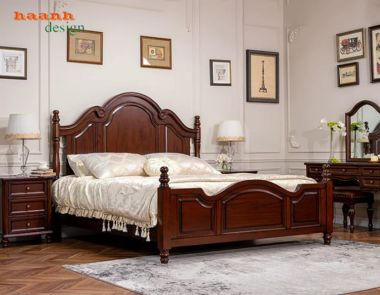 Giường gỗ hương đá cao cấp cho khách sạn sang trọng-GNK 010