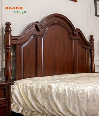 Giường gỗ hương đá cao cấp cho khách sạn sang trọng-GNK 010