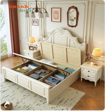 Giường ngủ khách sạn cao cấp gỗ sồi tự nhiên chuẩn 5 sao-GNK 009