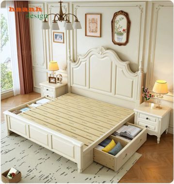 Giường ngủ khách sạn cao cấp gỗ sồi tự nhiên chuẩn 5 sao-GNK 009