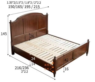 Mẫu giường tân cổ điển kiểu Mỹ gỗ óc chó nhập khẩu Bắc Mỹ-GGC 017