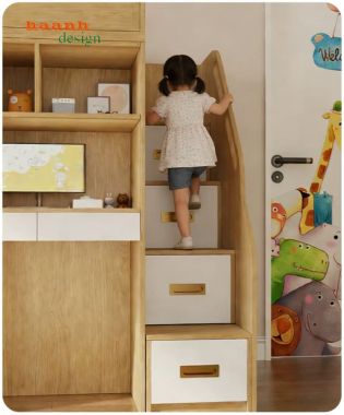 Giường tầng trẻ em đa năng tích hợp tủ và bàn học - GCT 009