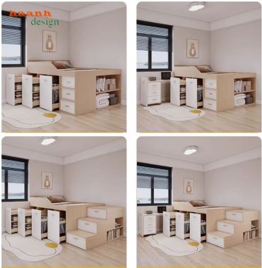 Giường gỗ trẻ em 2 tầng hiện đại – Xu hướng nội thất 2026-GCT 008