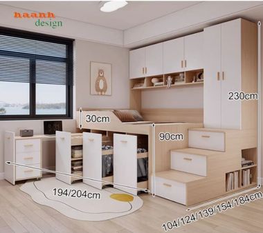 Giường gỗ trẻ em 2 tầng hiện đại – Xu hướng nội thất 2026-GCT 008