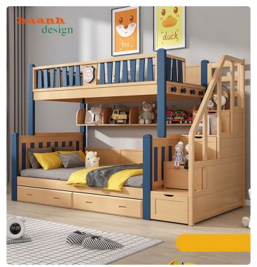 Giường tầng trẻ em gỗ tự nhiên phong cách và tiện ích sử dụng GTE 002