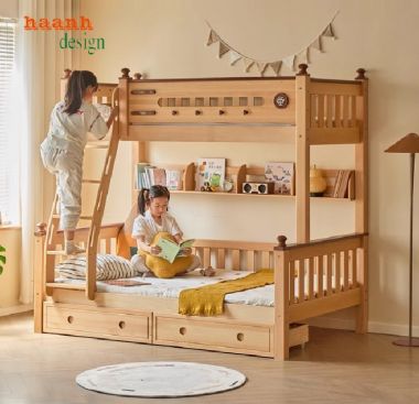 Giường tầng trẻ em gỗ sồi tự nhiên – An toàn, bền đẹp cho bé-GTE 014