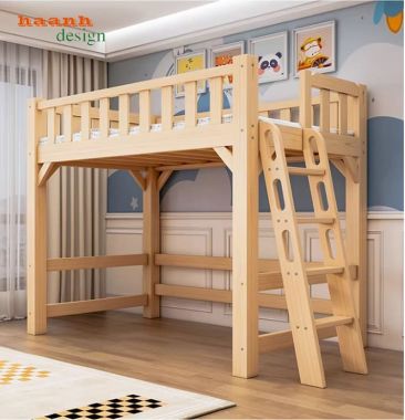 Mẫu giường tầng cho bé hiện đại tích hợp bàn học và tủ áo-GTE 017