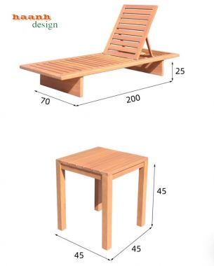 Giường tắm nắng cho hồ bơi bằng gỗ Teak tự nhiên-GTT 018