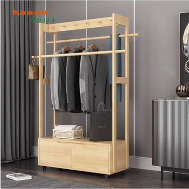 Giá gỗ treo quần áo thiết kế hiện đại xu hướng mới-KGT 004