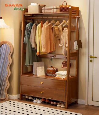 Giá treo quần áo bằng gỗ – Giải pháp lưu trữ sang trọng-KGT 004