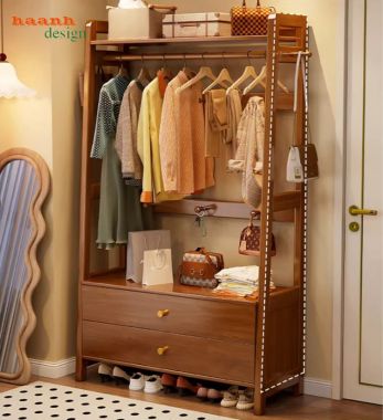 Giá treo quần áo bằng gỗ – Giải pháp lưu trữ sang trọng-KGT 004