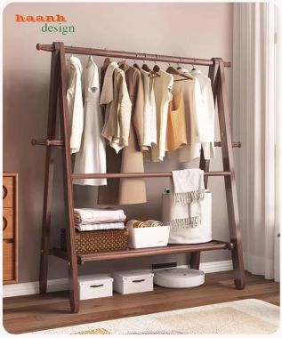 Kệ treo quần áo chữ A bằng gỗ tự nhiên – Đẹp, bền, tiện dụng-KGT 003