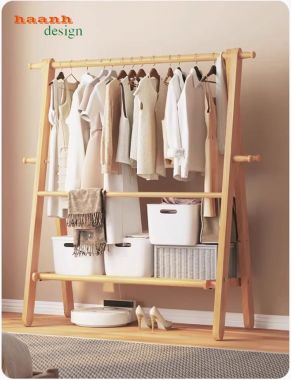 Kệ treo quần áo chữ A bằng gỗ tự nhiên – Đẹp, bền, tiện dụng-KGT 003