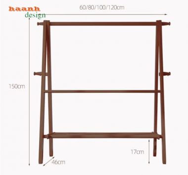 Kệ treo quần áo chữ A bằng gỗ tự nhiên – Đẹp, bền, tiện dụng-KGT 003