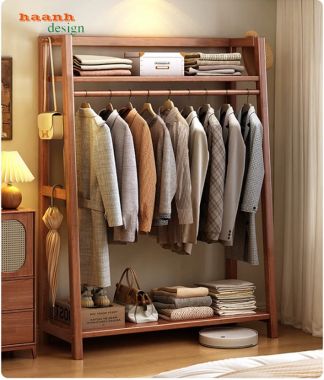 Kệ gỗ treo quần áo đa năng nhiều tùy chọn bố trí - KGT 005