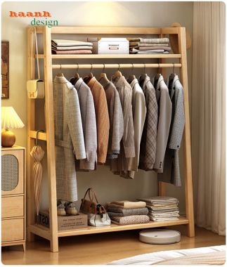 Kệ gỗ treo quần áo đa năng nhiều tùy chọn bố trí - KGT 005
