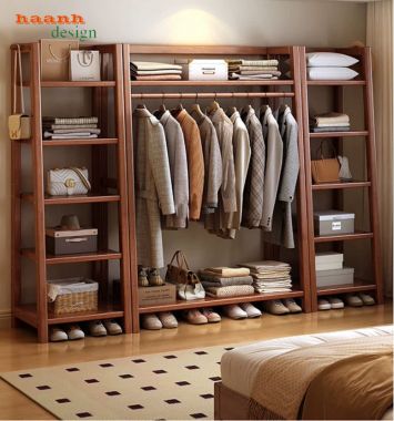 Kệ gỗ treo quần áo đa năng nhiều tùy chọn bố trí - KGT 005