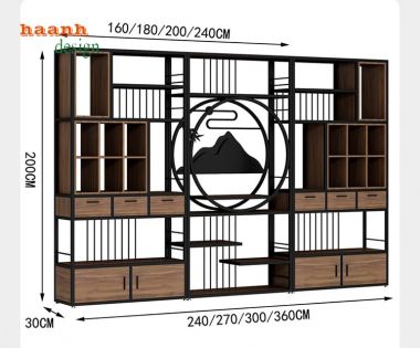 Biến hóa không gian bằng kệ gỗ khung sắt trang trí-KTS 009