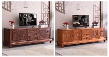 Vì Sao Kệ Tivi Gỗ Tự Nhiên Giả Cổ Luôn Là Sự Lựa Chọn Hàng Đầu-KTV 007