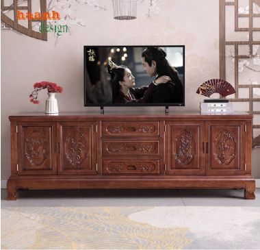 Vì Sao Kệ Tivi Gỗ Tự Nhiên Giả Cổ Luôn Là Sự Lựa Chọn Hàng Đầu-KTV 007