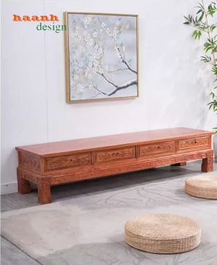 Kệ tivi gỗ giả cổ cao cấp phong cách trung hoa chạm khắc-KTV 015