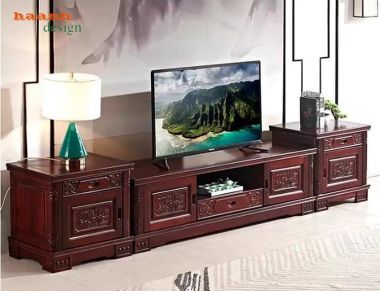 Kệ tivi gỗ hương đá cao cấp cho phòng khách sang trọng-KTV 011