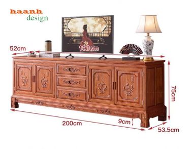 Top mẫu kệ tivi gỗ đẹp bằng gỗ hương tự nhiên cao cấp-KTV 016