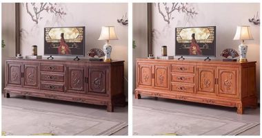 Top mẫu kệ tivi gỗ đẹp bằng gỗ hương tự nhiên cao cấp-KTV 016