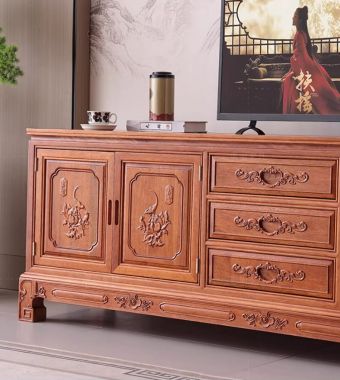 Top mẫu kệ tivi gỗ đẹp bằng gỗ hương tự nhiên cao cấp-KTV 016