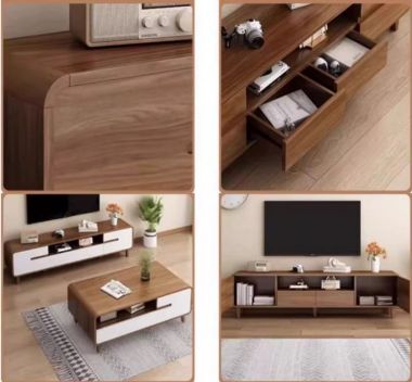 Kệ Tivi Gỗ Veneer Óc Chó Cao Cấp Cho Gia Đình-KCH 010