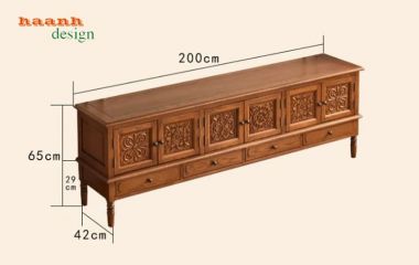 Kệ tivi tân cổ điển gỗ tự nhiên cao cấp phong cách Mỹ-KTD 010