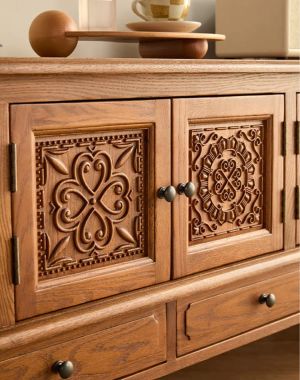 Kệ tivi tân cổ điển gỗ tự nhiên cao cấp phong cách Mỹ-KTD 010