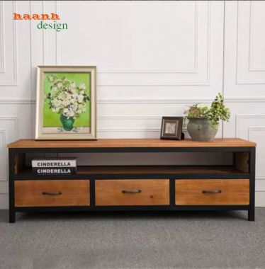 Kệ tivi phòng khách sắt gỗ 3 ngăn kéo hiện đại - KSG 002