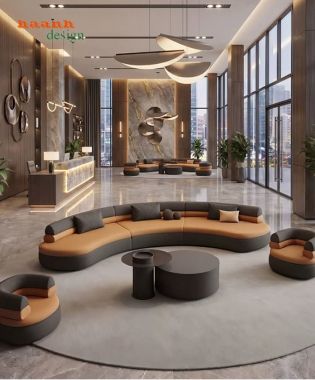Sofa khách sạn dáng cong hiện đại cho sảnh - SFK 011
