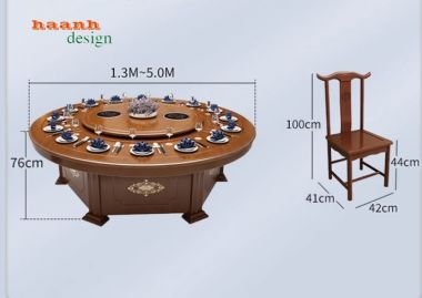 Bàn ghế ăn nhà hàng khách sạn gỗ tự nhiên sang trọng. BGH 007