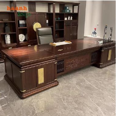 Bàn làm việc lãnh đạo gỗ sồi chạm khắc đẳng cấp Á Đông-PGG 013