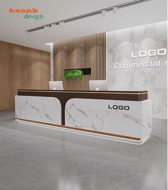 Quầy tiếp tân đẹp bằng gỗ công nghiệp chống ẩm cao cấp-QLT 016