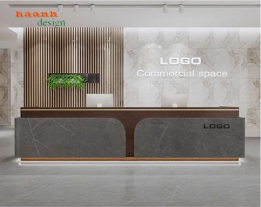 Quầy tiếp tân đẹp bằng gỗ công nghiệp chống ẩm cao cấp-QLT 016