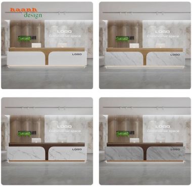 Quầy tiếp tân đẹp bằng gỗ công nghiệp chống ẩm cao cấp-QLT 016