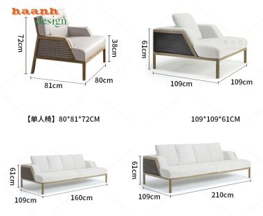 Sofa gỗ Teak kết hợp mây ngoài trời SNT 003