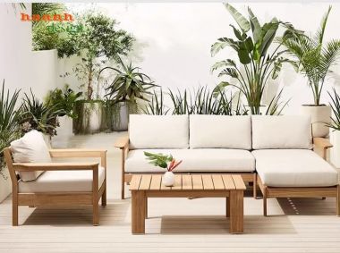 Sofa ngoài trời gỗ Teak tự nhiên cho không gian đẹp. SNT 005