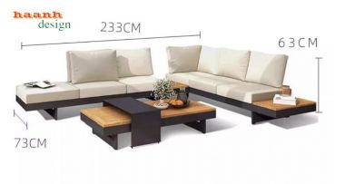 Khám phá mẫu sofa ngoài trời chân sắt gỗ Teak cao cấp-SNT 017