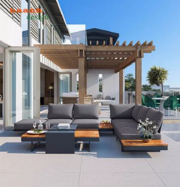 Khám phá mẫu sofa ngoài trời chân sắt gỗ Teak cao cấp-SNT 017