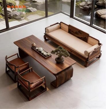 Bàn ghế sofa gỗ óc chó Bắc Mỹ – Đẳng cấp phòng khách Việt-BGC 017