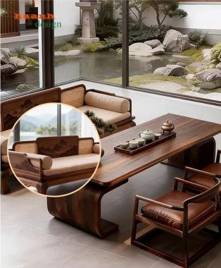 Bàn ghế sofa gỗ óc chó Bắc Mỹ – Đẳng cấp phòng khách Việt-BGC 017