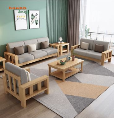 Sofa phòng khách gỗ tự nhiên phong cách hiện đại SFH001