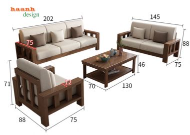 Sofa phòng khách gỗ tự nhiên phong cách hiện đại SFH001