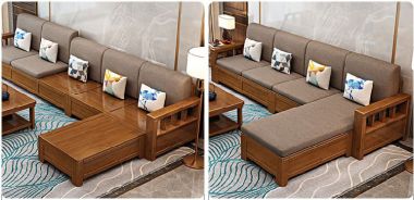 Tinh tế bàn ghế sofa gỗ phòng khách phù hợp từng phong cách-SFH 009